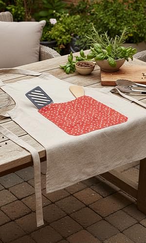 Image of Kitchen Apron for Women & Men | 100% Cotton | Cooking Apron with Big utility Pocket | Adjustable neck strap | Free Size | Kitchen Utensils Accessory