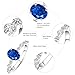 BONLAVIEGEM Created Sapphire Rings for Women Oval-Cut Sapphire Engagement Ring for Women White Gold Plated Blue Ring for Women Wedding Promise Ring Size 8