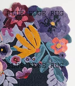 New Tufted Jardin Rug Handmade Flower Multicoloured Irregular Area Rug 100% Imported Blended Wool Floral Area Rug. (Navy Blue, 3x5 feet)
