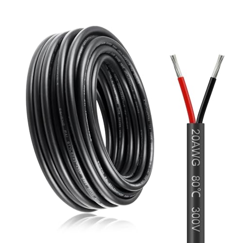 30M 20AWG 2-Core 0.5mm² Extension Cable for 5V/12V/300V Low-Voltage Outdoor Landscape Lighting, Tinned Copper Wires