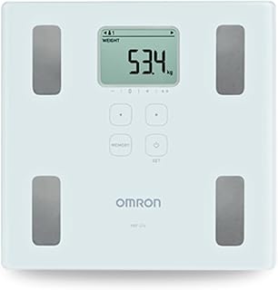 Omron HBF 214 Digital Full Body Composition Monitor with 4 User & Guest Mode Feature to Monitor BMI, Body Age, Vesceral Fat Level, Body Fat & Skeletal Muscle Percentage (White)