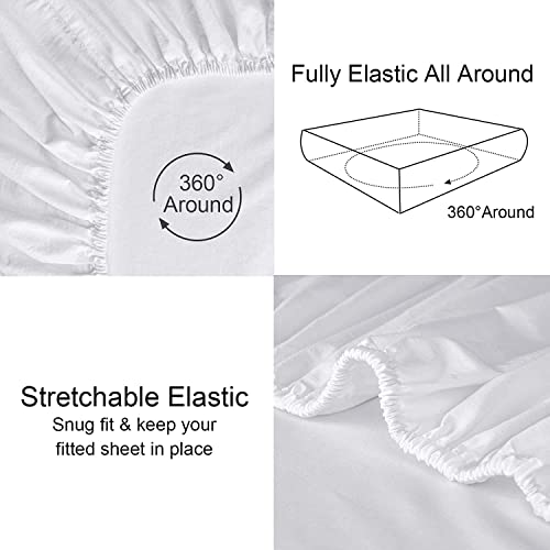Extra Deep Fitted Sheet 40CM Deep Fully Elasticated 100% Egyptian Cotton 200 Thread Count (White, Super King) - Image 3