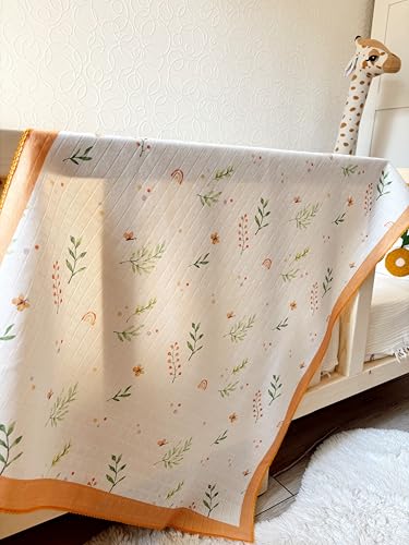 Image of Cloudy Muslin Baby Swaddling Blankets 29x37 inches, Perfect Measurement, Extra Soft Cotton, Breathable & Warm for Boys & Girls (Leaf)