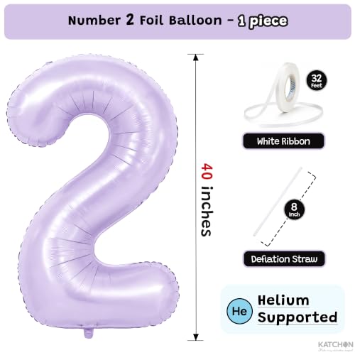 Image of KatchOn Light Purple 2 Balloons, 40 Inch Lilac Helium Mylar Foil Number 0-9
