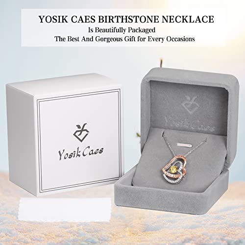 Yosikcaes 925 Sterling Silver Double Heart Ladies Pendant Necklace Plated With 18K Rose Gold Valentine's Day Anniversary Birthday Gift Christmas Gift For Her-November #TOP5