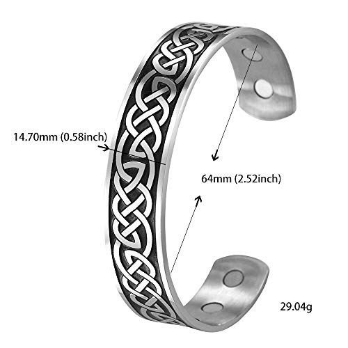 Teamer Celtic Knot Magnetic Therapy Bracelet Health Care Norse Bangle Stainless Steel Antique Silver Black Pain Relief Cuff Bangle Best Gifts For Men #TOP7