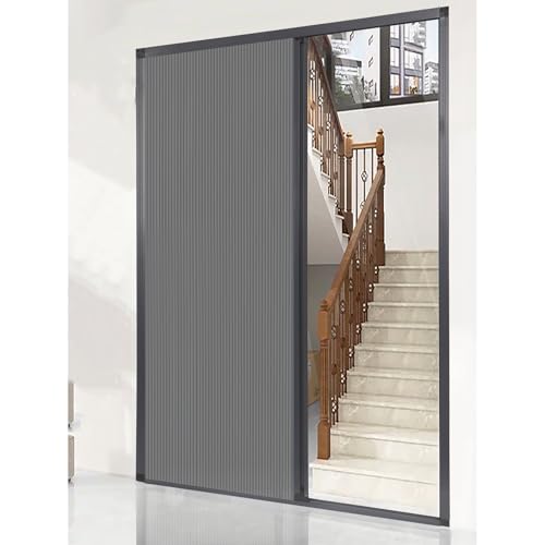 室内ドア 折りたたみ ドア ハニカムスライド折りたたみドア、アルミフレームとセルラーファブリックを使用したカスタマイズ可能な室内アコーディオンドア、あらゆるサイズの開口部に対応するグレーのルームディバイダー(131x203cm(52x80in))