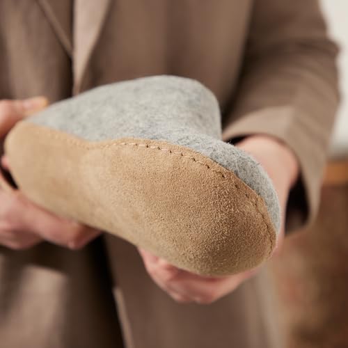 Image of Glerups 100% quality wool mix Slipper with leather sole - Unisex Slip-on