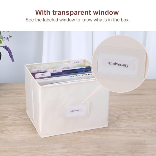 Wanapure Removable Dividers Greeting Card Organizer, Collapsible Greeting Card Storage Box, Card Organizer Box With Dividers, Greeting Card Holder With Lids