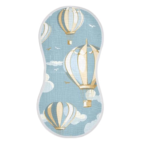 4 Pack Baby Burp Cloths, Soft Absorbent Burping Cloths for Babies, Cotton Milk Spit Up Rags, Large Size for Newborns, Baby Boys and Girls (Vintage Balloons Pattern)