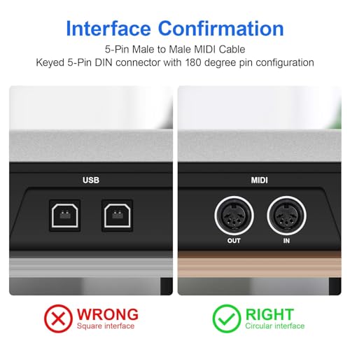 3 pack premium 3ft midi cable stable amp fast transmission and long-lasting midi cables male to male 5-pin midi cable for midi keyboard electronic piano electronic drum