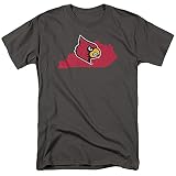 University of Louisville State Shape Unisex T-Shirt, Charcoal, Large