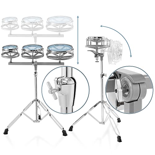Gammon Percussion Roto Toms 6", 8", 10" Drum Set With Double Braced Stand & Tunable Heads #TOP2