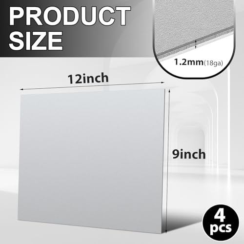 Image of Hicarer 4 Pcs Mild Steel Sheet Cold Rolled 18 Gauge Metal Plate Weldable Metal Sheets for Professional Industrial DIY Use, Clean Surface Easy to Weld (9 inch X 12 inch)
