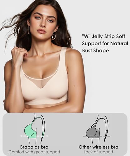 Image of Wireless Bras for Women (34C-42DD), Extremely Comfortable Seamless Bra Mesh Bralettes Adjustable Straps Everyday Bra