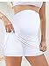 SHEKINI Maternity Ruched Skirts High Waist Sports Skirt Over The Belly Skirts Inner Shorts（White, Small）