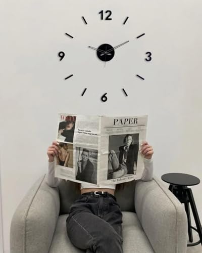 Image of cozyloom 3D Acrylic Modern DIY Large Wall Clock for Stylish Home Wall Decor withMirror Finish Stickers - Perfect for Living Room, Bedroom, Office & Interior Decoration