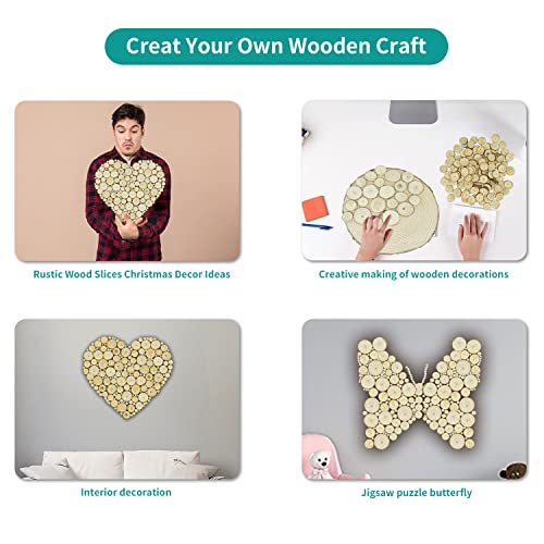 120 Pcs Unfinished Natural Wood Slices - About 1\" - DIY Round Tiny Wood Kit with Bark for Wooden Crafts Wedding Decorations (1\") - Thumbnail 6