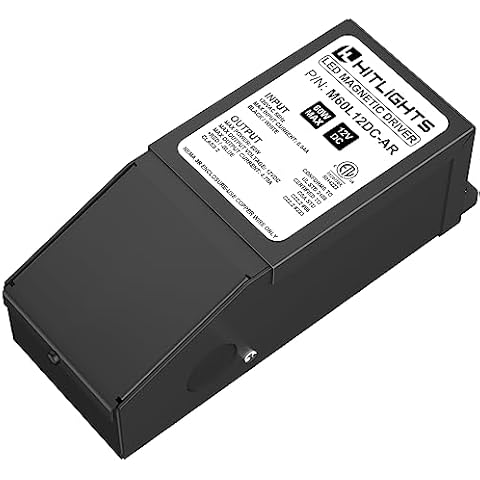 HitLights Dimmable LED Driver 12V 60W, Magnetic Power Supply, 120VAC to 12VDC, Compatible with Lutron＆Leviton Dimmer, Low Voltage Transformer for LED Strip Light, Kitchen, Cabinet, Class2, ETL Listed Cover