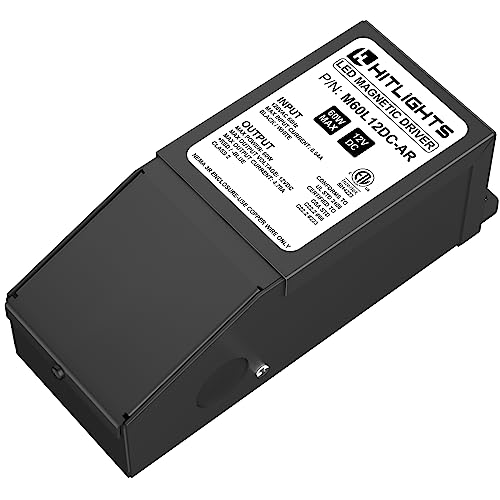 HitLights Dimmable LED Driver 12V 60W, Magnetic Power Supply, 120VAC to 12VDC, Compatible with...