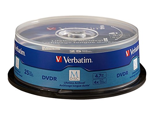 Verbatim M-Disc DVD-R 4.7GB 4X with Branded Surface - 25pk Spindle - 98908, Blue