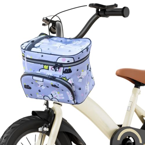Cesta Bicicleta Niña - Cesta Bicicletas Delantera y Bolsa Manillar Bicicleta Infantil con Diseño Conejo (18x22x18 cm) | Universal para Bicicletas, Bicicletas Eléctricas y Cochecitos