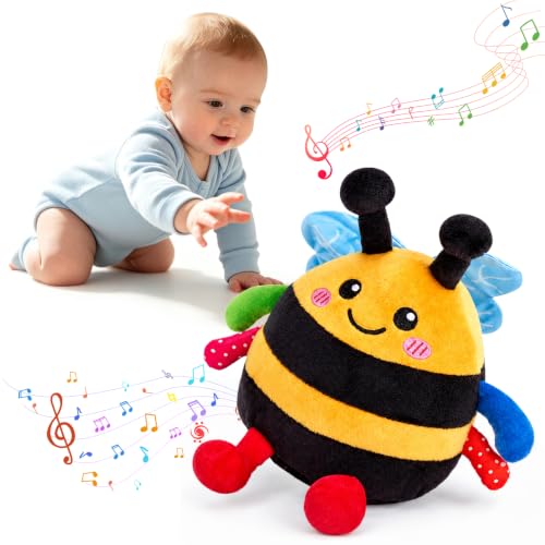 VICTERR Juguetes Bebés 6-12 Meses, Juguete Bebé 6 7 8 9 10 11 12 Meses, Abeja Peluche Musical Bailarina, Peluche Interactivo Tummy Time Bebé, Juguetes Niños 1 Año, Regalo Bebé Niño Niña 1 2 Años