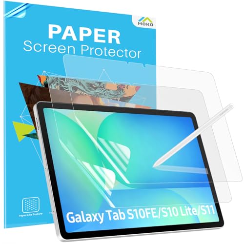 MoKo 2 Pack Paperfeel Screen Protector for Samsung Galaxy Tab S11/S10 Lite/S10 FE/S9 FE/S9/S8/S7, Anti-Glare Matte PET Film for Drawing and Writing Like on Paper, High Touch Sensitivity, Case-Friendly