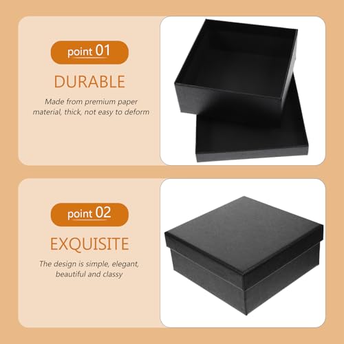 Boîtes présents carrées pour rangement papier noir réutilisables Saint-Valentin - 5