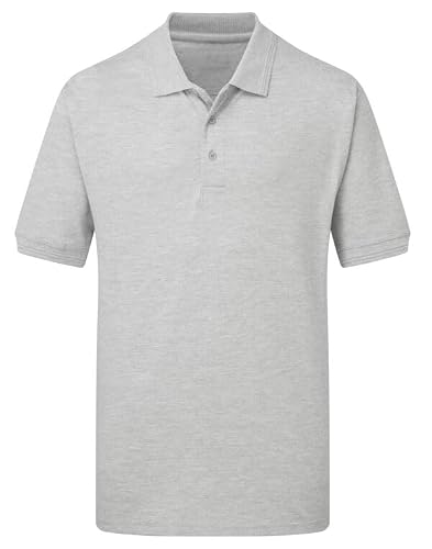 COOZO Unisex Heavyweight Short Sleeve Polo Shirt for Everyday Wear - Heather Grey - XL