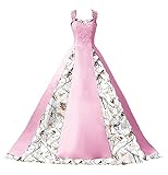 DINGZANCAMO Stiching Camo and Satin Country Bridal Dresses Wedding Reception Ball Gown Long 14 Pink