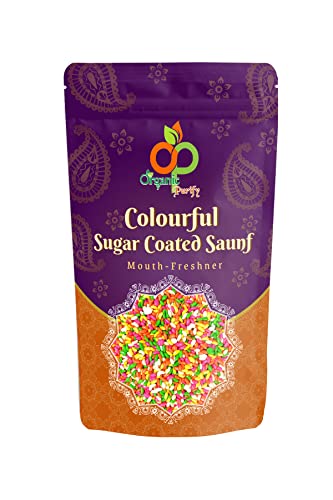 Organic Purify COLOURFUL SUGAR COATED SAUNF|COLOURFUL FENNEL SEED MOUTH FRESHNER 400GM