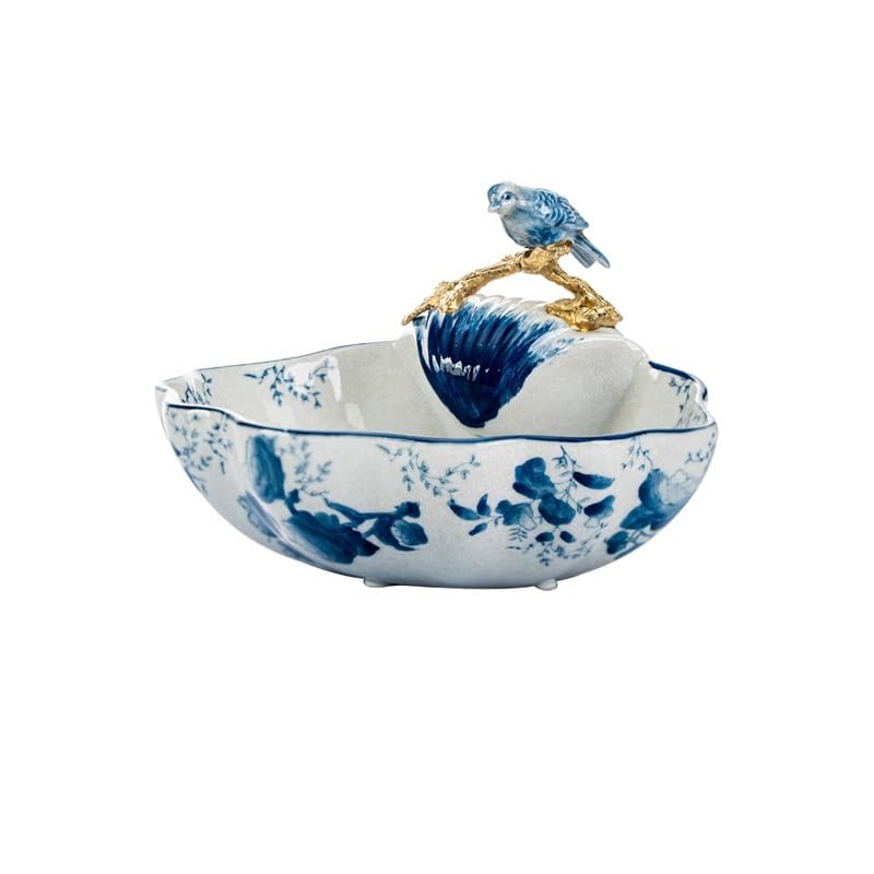 Miska na owoce kosz talerz na cukierki niebieski i biały ceramiczny mały talerz na owoce salon stolik kawowy talerz na przekąski dekoracja wejścia prezent talerz na owoce kosz na owoce do