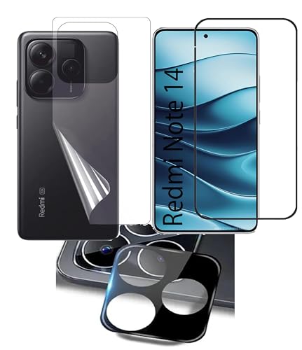 Image of FabeKee Tempered Glass Screen Protector Compatible for redmi note 14 | Front And Back Screen Guard With camera lens protector 3 in 1 (note 14, Combo)