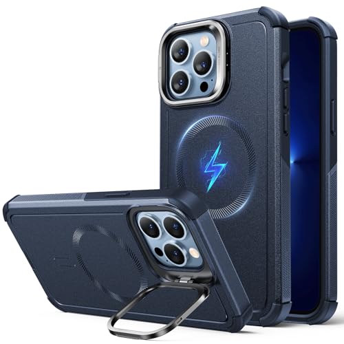 ESR for iPhone 13 Pro Phone Case with Stand, 23ft Military-Grade Drop Protection Heavy Duty Magnetic Phone Case, Compatible with MagSafe Accessories, Cyber Series, Blue