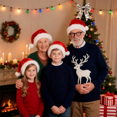 TCJJ Christmas Hats for Adults, Santa Hat Unisex Holiday Red Velvet Double Layer Comfort Xmas Hat for New Year Festive Party - Image 7