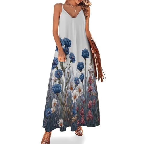 Robe Longue Femme Boho Idéale pour la Plage et les Vacances d'Été avec Imprimé Plantes
