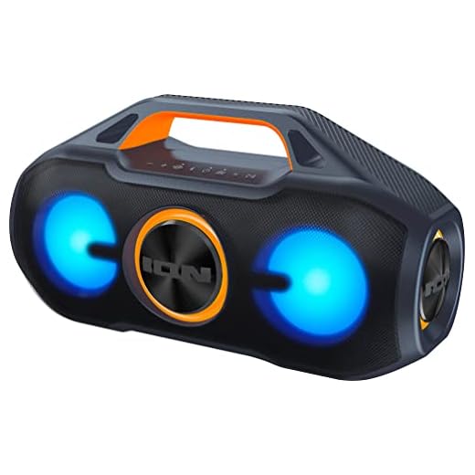 ION Audio AquaSport Max - Water-Resistant Bluetooth Stereo Speaker with Lights (Renewed)