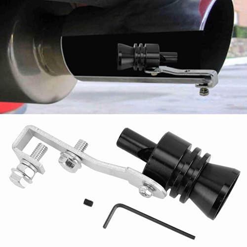 2 Stück Auspuff Sound Booster, Aluminiumlegierung Turbo Sound Simulator Pfeife Soundgenerator Auto Endrohr Schalldämpfer für Automobile Auf Alle Modelle (Schwarz)