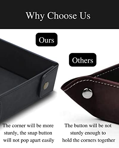 Image of CASIRENA Faux Leather Valet Tray Organizer for Men - Catch-All Tray for Entryway Table Key, Wallet, Watch, Coin Change, Phone, Dresser EDC Dump Jewelry, Bedside Nightstand Desk-top