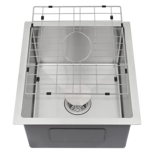 Lqs Bar Sink, Stainless Steel Bar Sink 17” X 19” X 10”, Bar Sink Undermount, 16 Gauge Rv Sink With Sink Rack For Bottom Of Sink And Sink Drain Strainer, Small Outdoor Sink, Stainless Steel Wet Bar #TOP6