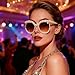 COTIA Square Pearl Sunglasses for Women Luxury Vintage Oversize Round Sun Glasses Party Festival Bling Sunglasses (beige)
