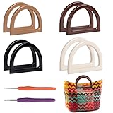 Hilltian 8 + 2 asas en forma de D con gancho de ganchillo, asas de bolsa de 4 colores para bolsa de ganchillo hecha a mano,...