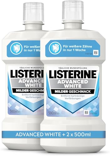 LISTERINE Advanced White Milder Geschmack (500 ml), Mundspülung zur Entfernung