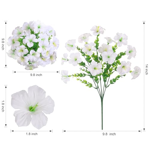 20 Bundles Faux Morning Glory Artificial Flowers for Outdoors, White