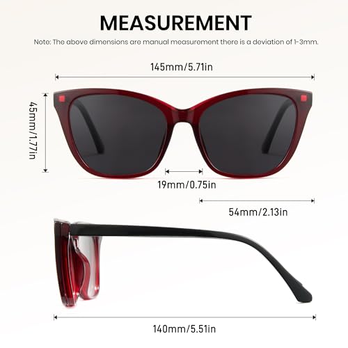 Image of Cyxus Cat Eye Magnetic Clip-On Sunglasses Women Polarized Blue Light Blocking UV400 Protection P1221