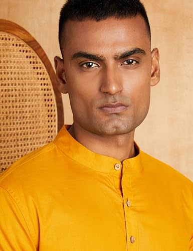 Image of Amazon Brand - Symbol Men's Cotton Solid Long Kurta Pyjama Set (2pcs)