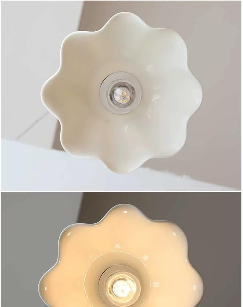 Vintage Wavy Ceramic Hanging Lamp 3 Pack, French Flower Pendant Lights Kitchen Island Butterfly Finish Farmhouse Chandelier Fixture for Dining Room