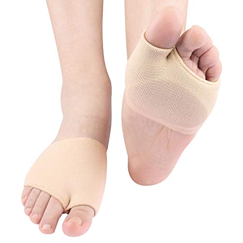 Metatarsal Sleeve Pads with Forefoot Gel Pads - 2 Pairs - Ball of Foot Cushion for Relieve Metatarsalgia Mortons Neuroma Diabetic Feet Pain (Fresh, L (Women's Size 8-11/Men's Size 6.5-9.5?)