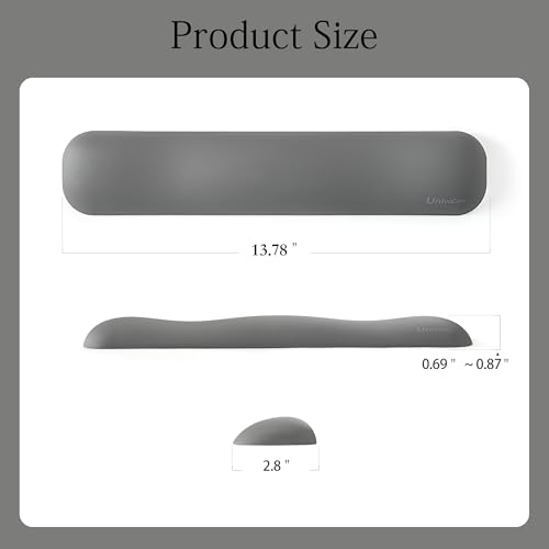 Image of UnivoColors Design-Medium Wave Keyboard Wrist Rest of Medium, Artificial Sheepskin+Memory Foam+Ergonomic+Anti-Slip Gel, Resilience Support During Work and Gaming,Keyboard Accessory,Grey